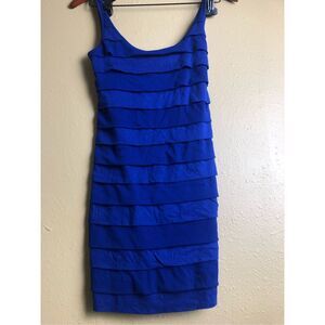 Express Dreamweight Cotton Blue Ruffle Tier Bodycon Dress Size XS